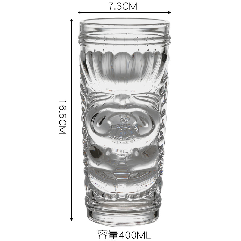 Taza de jugo de vidrio creativo Taza de cóctel gruesa Taza de cara divertida Taza de té de frutas Taza de bebida de leche Taza de batido