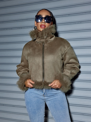 Women's Short Winter Jacket Motorcycle Coat Velour Short Sleeve Outerwear