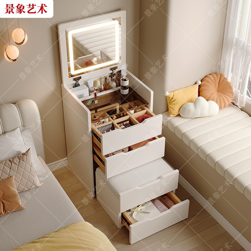 Comedor de tocador dormitorio moderno y simple mini cabecera de cama plegable gabinete de almacenamiento en una mesa pequeña mesa de maquillaje de estilo crema