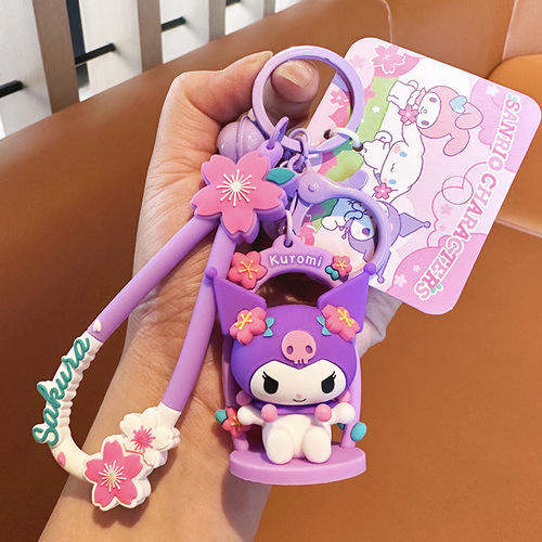 Genuine Sanrio swing series keychain cute Kuromi big-eared dog bag pendant creative doll pendant