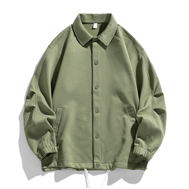 Schwere Herren-Twilljacke – Lässiger Mantel mit Vintage-Kragen, Seitentaschen, winddichte Polyester-Oberbekleidung für Frühling und Herbst_voghion.com