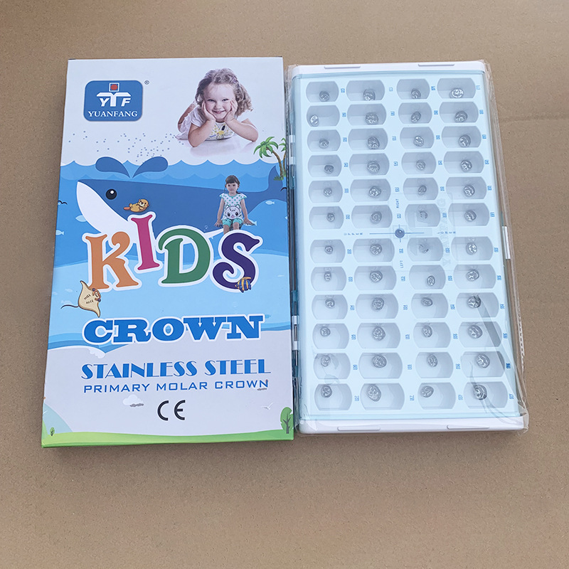 Corona de acero inoxidable para niños corona temporal pezón Corona pre-Corona tirantes de acero inoxidable para niños 48 unids/caja