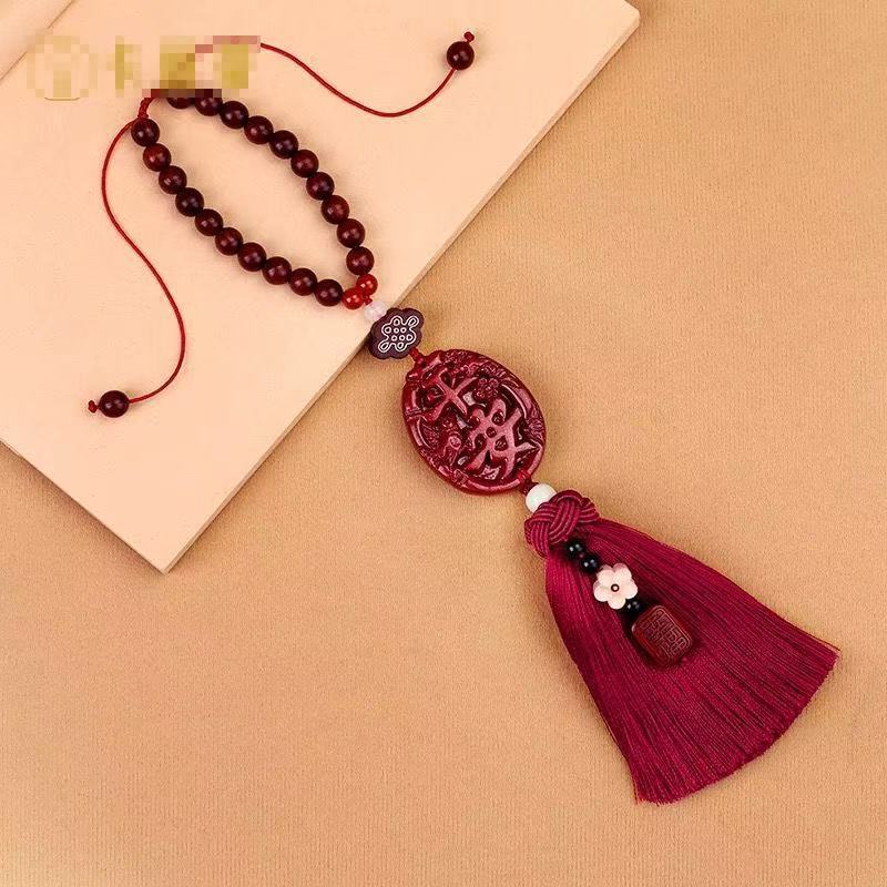 Car Pendant with Cinnabar for Safety, High-End Men's Car Hanging Ornament, Elegant Women's Car Interior Decoration, 2026 New Model