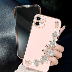 蘋果11手機殼適用於12Pro手鍊XSMAX純色7水鑽8plus/SE2簡約全包XR