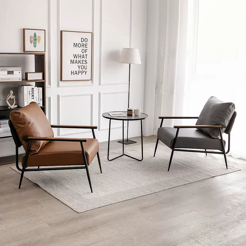 接待会客洽谈单人沙发椅北欧现代简约客厅民宿椅子阳台茶几休闲