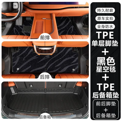 Modelə uyğun ayaqaltı — coverage floor mats for the front two - wey-blue-mountain-2025-model-front-two-rows-double-layertpe-floor-mat-black-starry-sky-carpet-trunk-mat