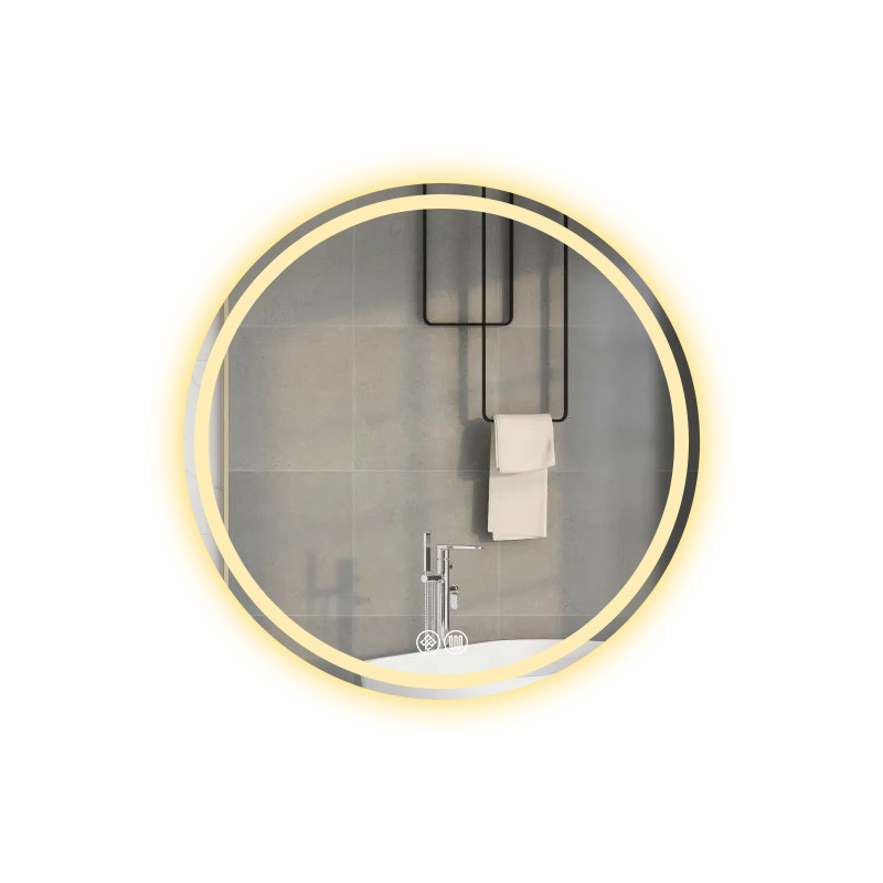 Espejo inteligente pantalla táctil inodoro redondo espejo de baño inodoro colgante de pared tipo anti-fog con lámpara led espejo de maquillaje