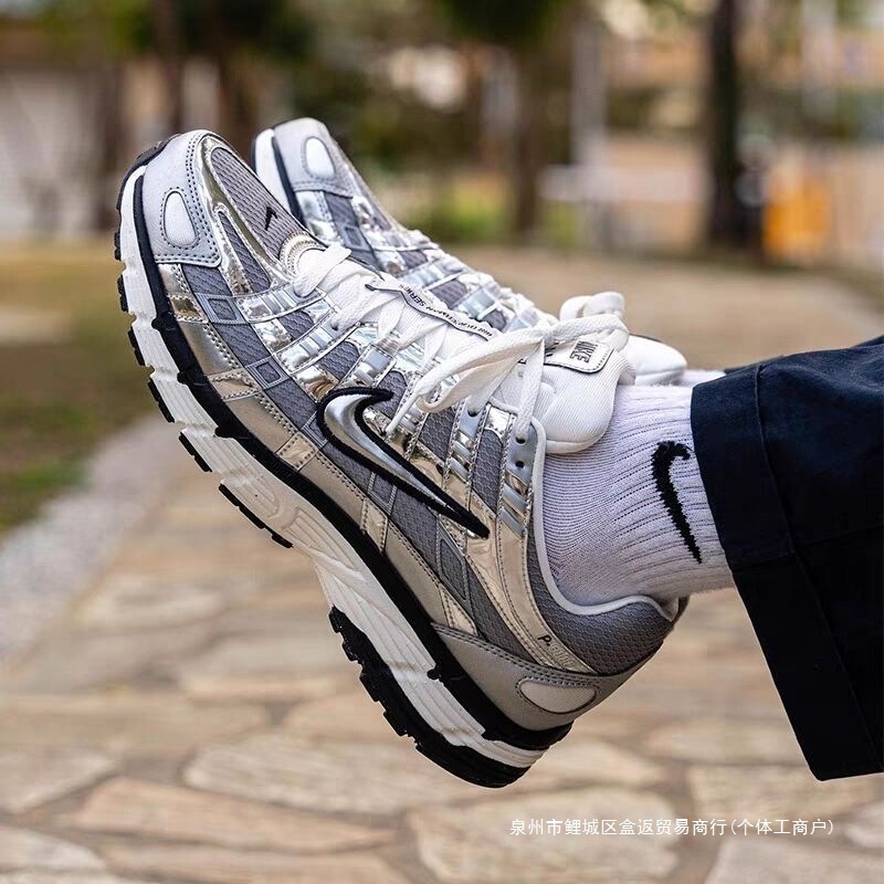 Original P6000 Pure White Silver Blue White Red Retro Wear-Resistant Dad Sneakers Breathable Mesh Sports Shoes for Men and Women