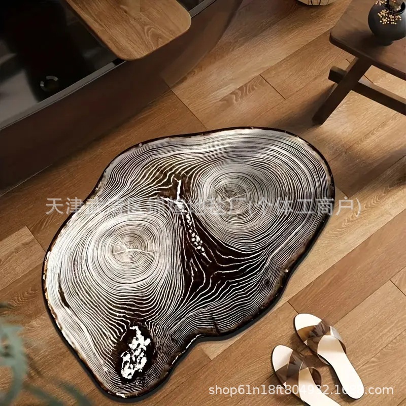 Temu亚马逊仿真木纹地垫浴室硅藻泥吸水防滑脚垫入户易打理蹭脚垫|undefined