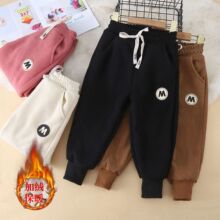 冬季儿童一条过冬男童女童时尚加绒加厚保暖休闲裤羊羔绒加绒运动