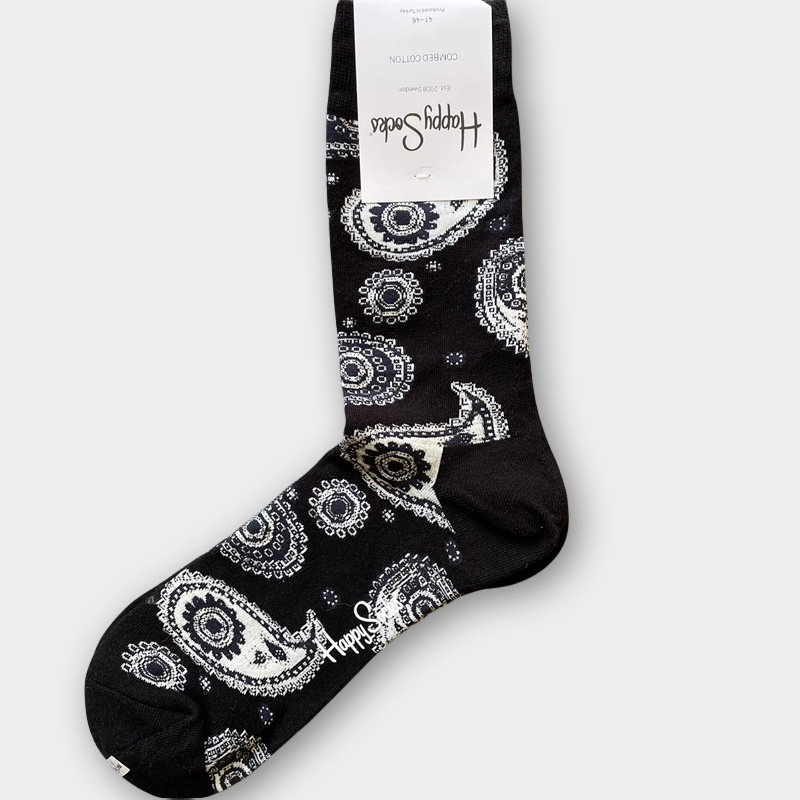 ハッピーソックス メンズソックス ミドル丈 コーマ綿 吸汗消臭 通気性 スウェーデン製 おしゃれ カラフル 薄手