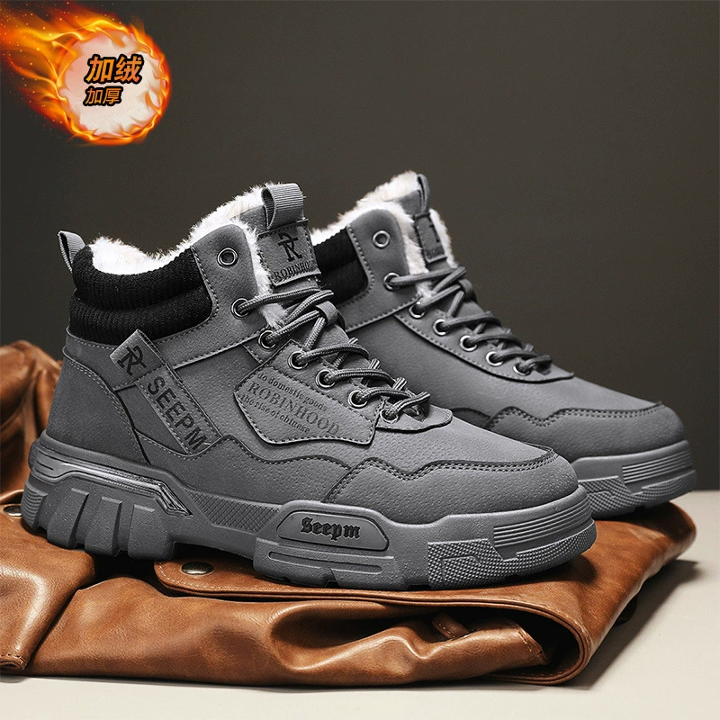Северо-восточный снег сапоги мужская обувь зимой бархат теплая хлопчатобумажная обувь очень холодная кожа