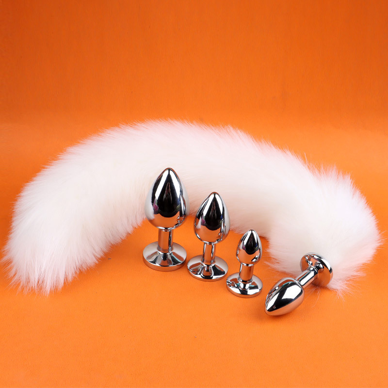 Metal Anal Plug with Detachable White Fox Tail, Adult Training Toy — detail image 10