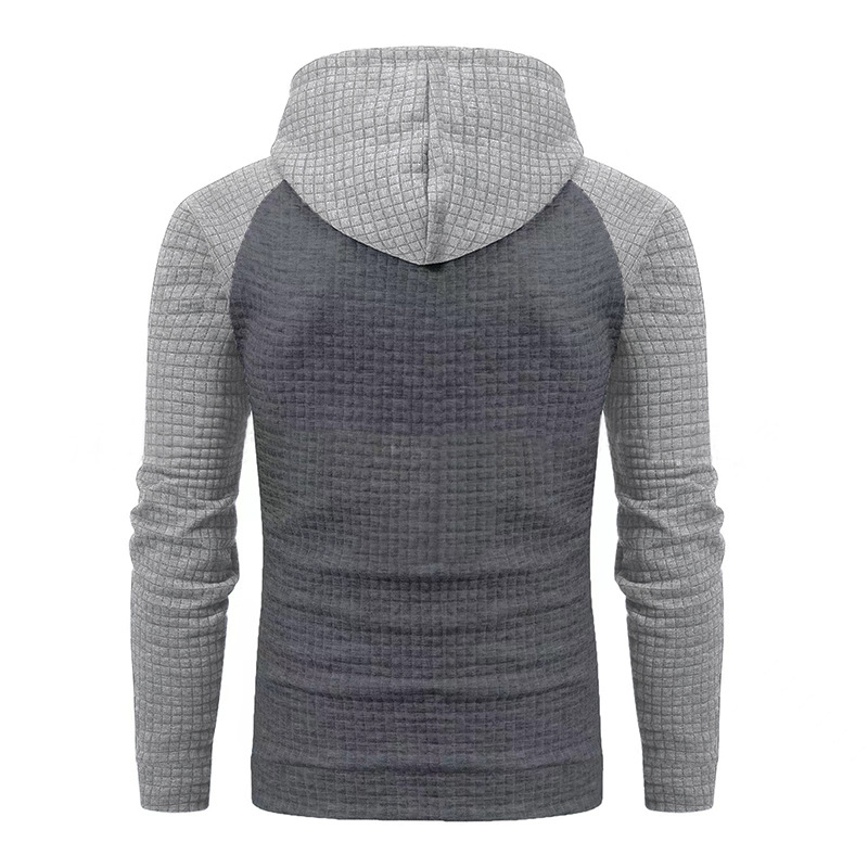 Schweres Kapuzensweatshirt mit Farbblockdesign für Herren, lockere Passform, Pullover mit Kordelzug für lässige Streetwear (Schwarz/Grau, Armeegrün/Beige)_voghion.com