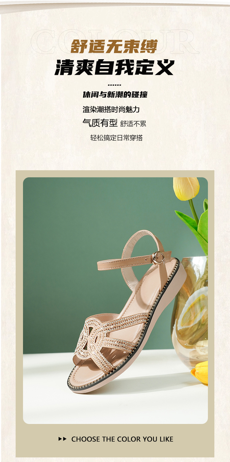 Sandal nữ quai chữ V đế bệt mềm hở mũi thoáng khí — màu đen chi tiết 2