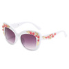 Fashionable retro glasses solar-powered, sunglasses, 2023, flowered, cat's eye, wholesale