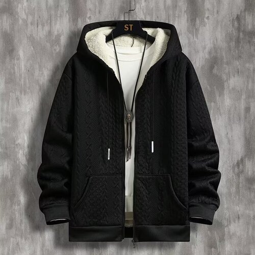 Cross-border dropshipping embroidered silver fox fur zipper hooded sweatshirt new for autumn and winter padded and thick single color warm top