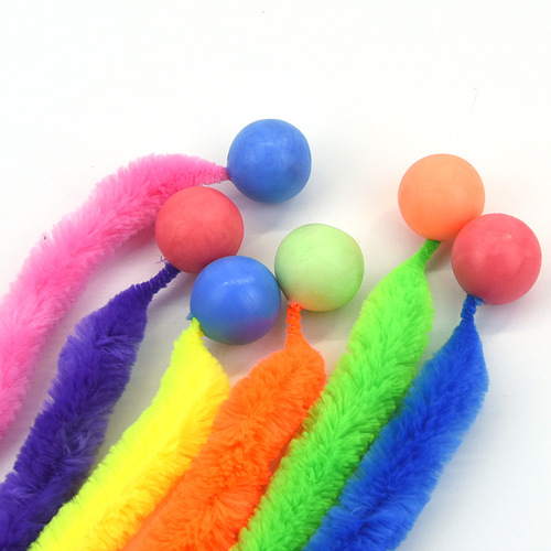 Amazon's new product pet cat toys solid color bouncy ball caterpillar funny cat stick cat interactive toys supplies