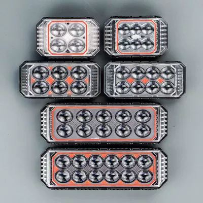 Motorcycle headlights, headlights High and Low Beam Headlight - yellowwhiteredblue-three-sides-and-eight-beads-bracket-screw-package