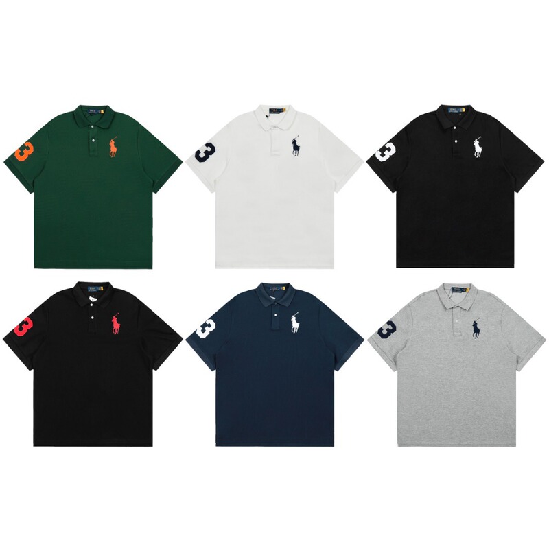 Rl Ralph Lauren Classic Malaysian Standard Men's and Women's Short-Sleeved Polo Summer Simple Casual Pure Cotton Lapel Short-Sleeved T-Shirt