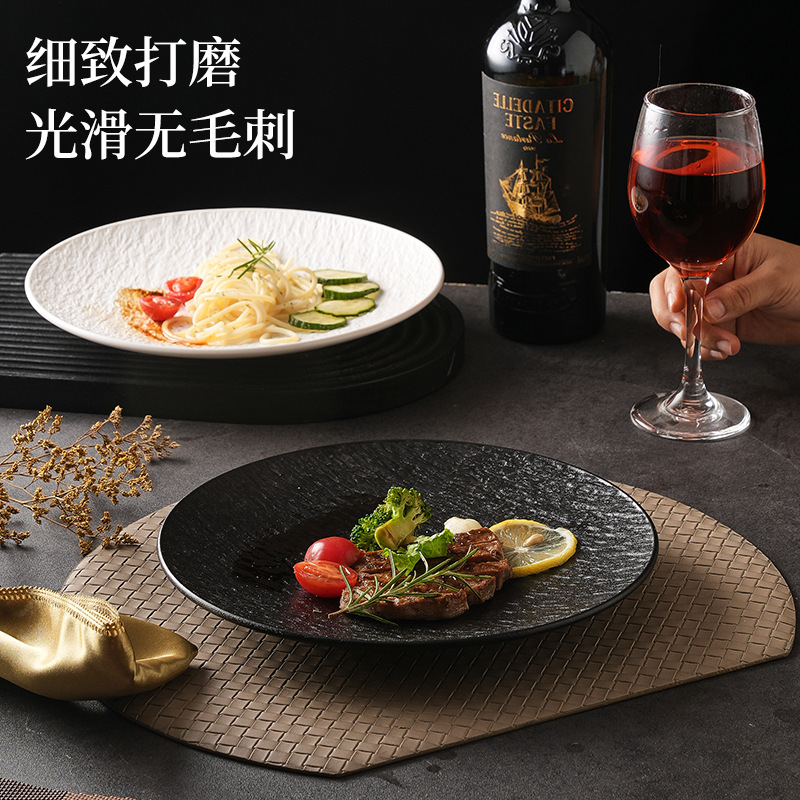 High-Quality Steak Plate for Home Use, Creative Stone-Patterned Western-Style Plate, High-End Japanese-Style Rock-Patterned Dessert Plate, New Breakfast Plate High-Quality Steak Plate for Home Use, Creative Stone-Patterned Western-Style Plate, High-End Japanese-Style Rock-Patterned Dessert Plate, New Breakfast Plate