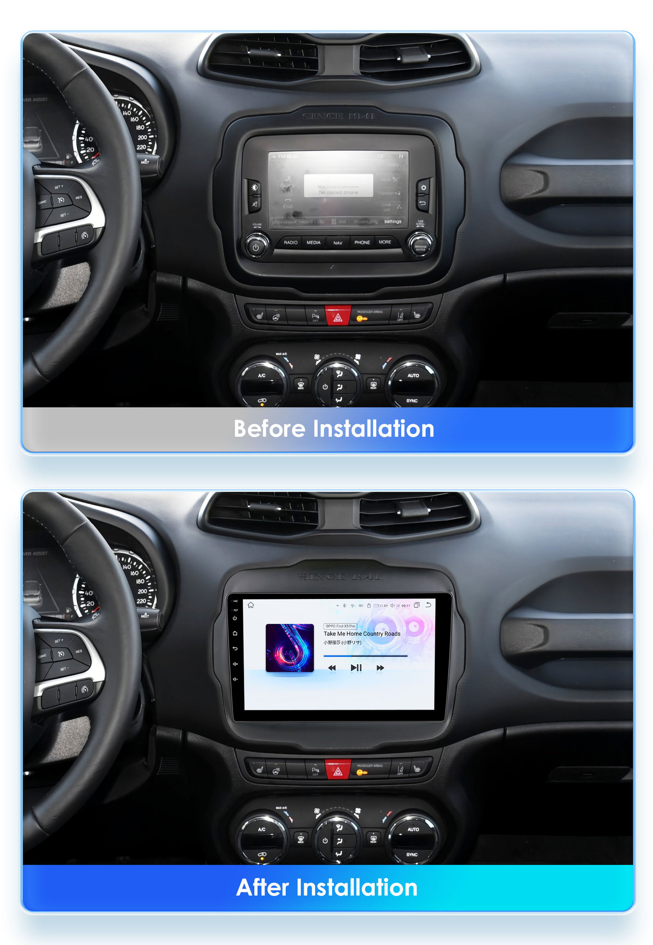 The Overseas Version Is Suitable for 16-20 Jeep Renegade Car Mp5 Player Reversing Image Navigator Gps