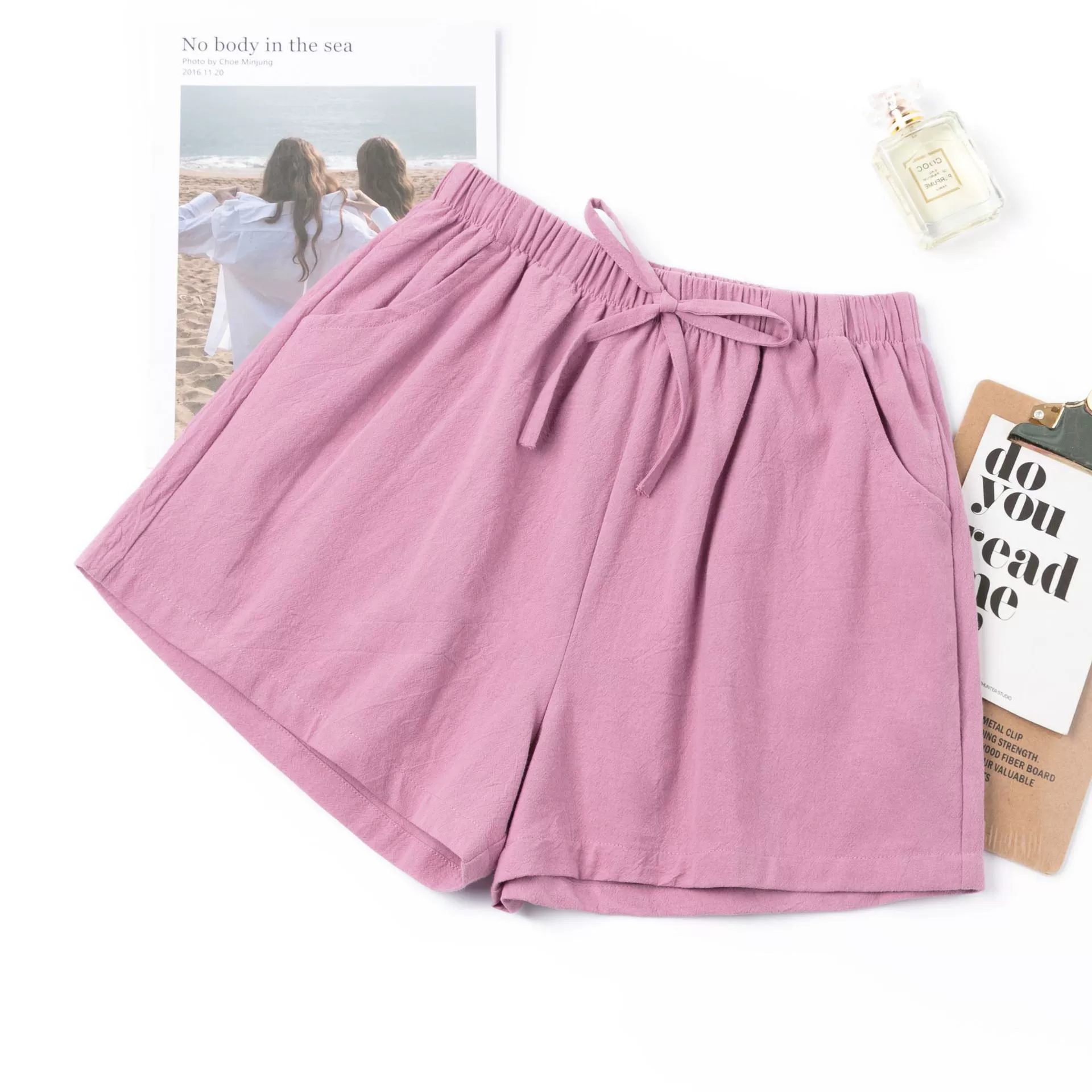 Летние шорты, высокая талия хлопок-хлопок лён A-образная, свободный крой, плюс-сайз (S–XXXL)