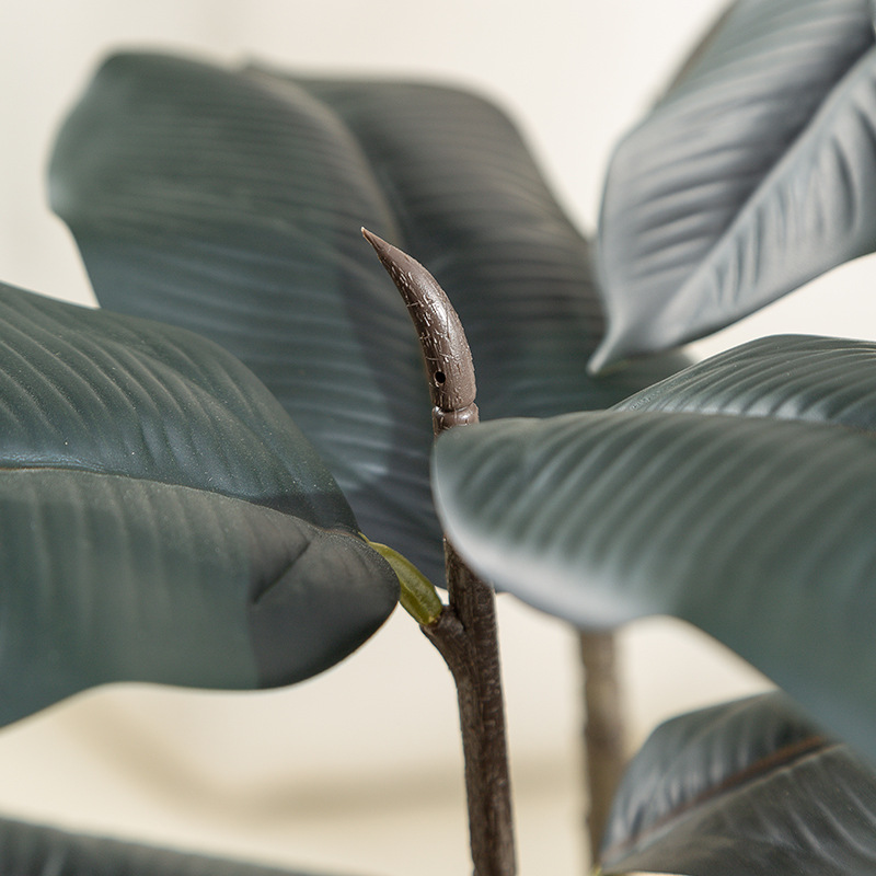 Simulación de plantas verdes, árboles de caucho de diamante negro, decoración de sala de estar de lujo ligero de alta gama, grandes árboles falsos de piso a techo, plantas falsas