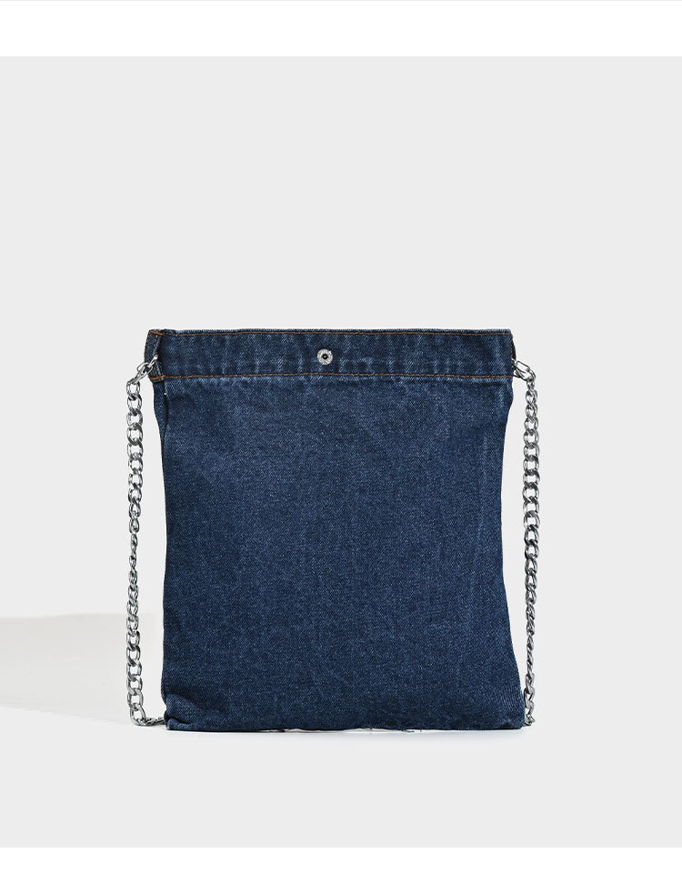 Shoulder Bag Bags Type Casual, Holiday Occasion Denim Material Unisex Medium Denim Plant Flower Classic Style Sewing Thread Square Open Shoulder Bag