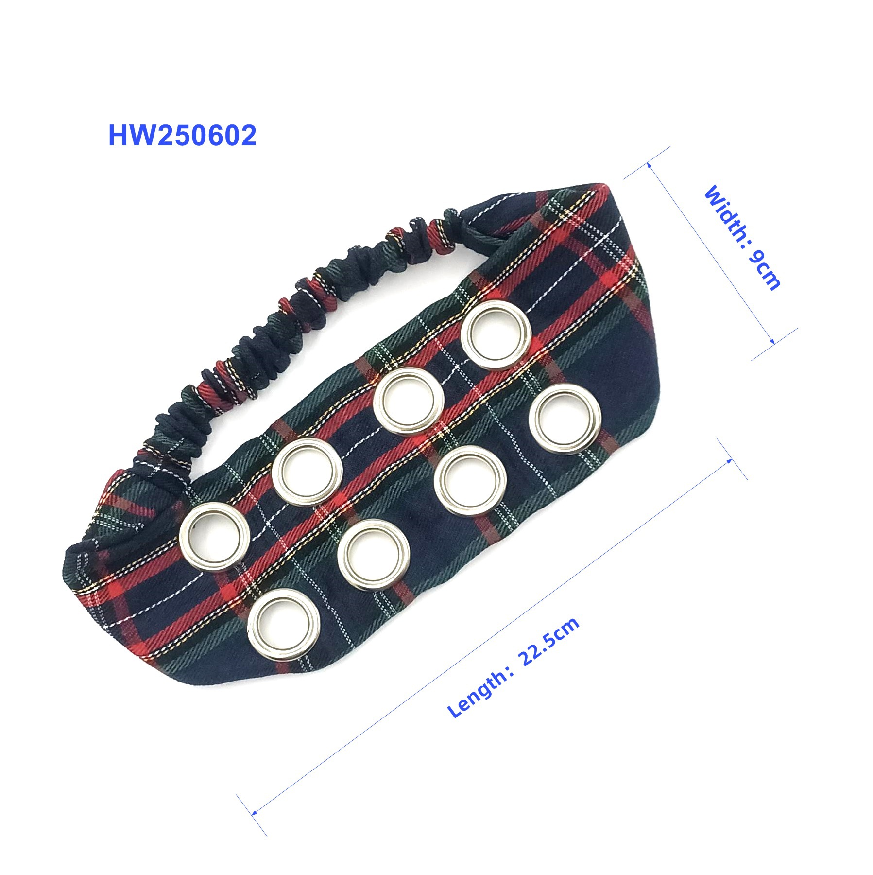 HW250602-37.5+6x9cm苏格兰布8气眼头带-I