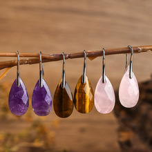 宙航饰品 跨境爆款天然水晶耳环紫水晶粉水晶耳坠简约耳饰批发