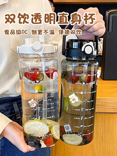 �p�����ˮ���ļ��\��2000ml�̶ȱ��������͸ߜ�ˮƿ��Ů��ˮ��