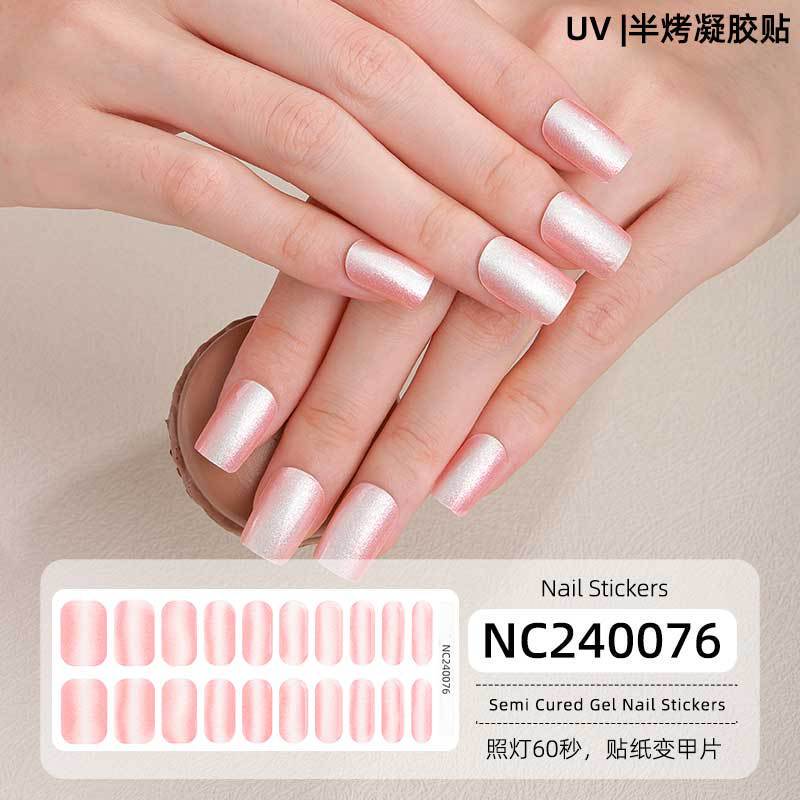 Zhengxiang Onion Powder Cat's Eye Gel Manicure Stickers Nail Polish Glue Pearl Flash Phototherapy Armor Semi-Cured Gel UV Nail Stickers