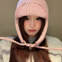 针织毛线帽女2025秋冬护耳飞行帽保暖百搭显脸小滑雪雷锋帽子