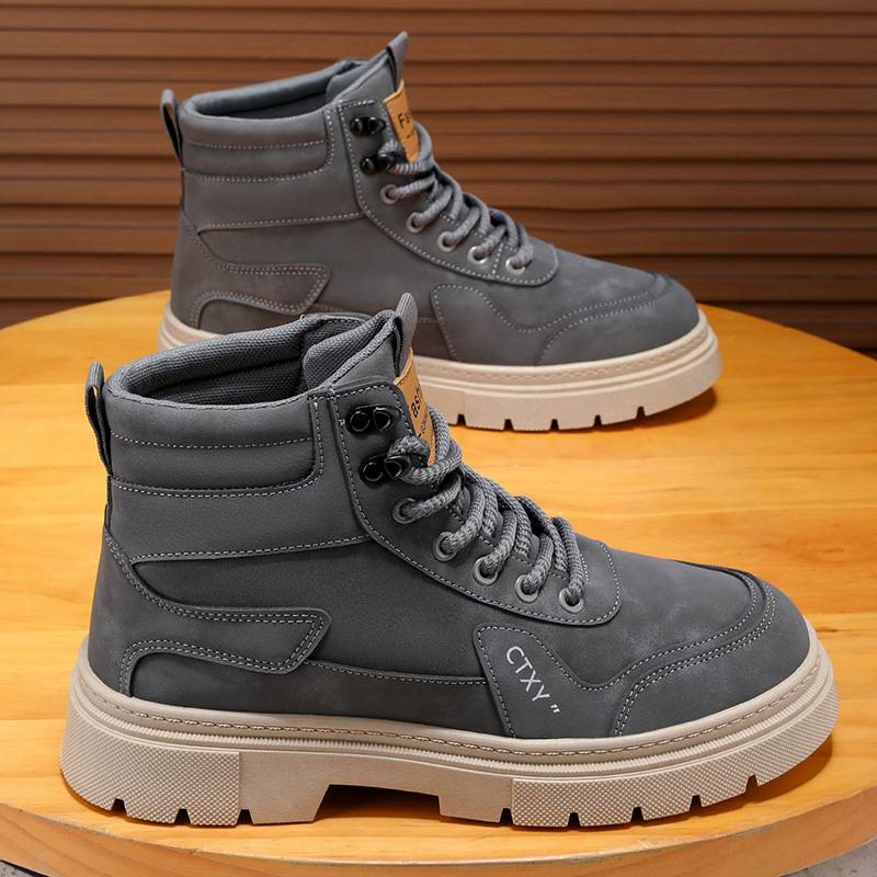Botas Martin para hombre 2026 nueva primavera alta parte superior gruesa aumento de estilo británico botas de trabajo para hombre locomotora zapatos de moda casuales