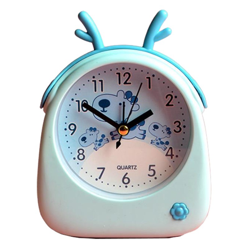 Reloj despertador pequeño con diseño de animalitos cartoon - Para niños y estudiantes - Con luz nocturna - Ideal como regalo y decoración de escritorio