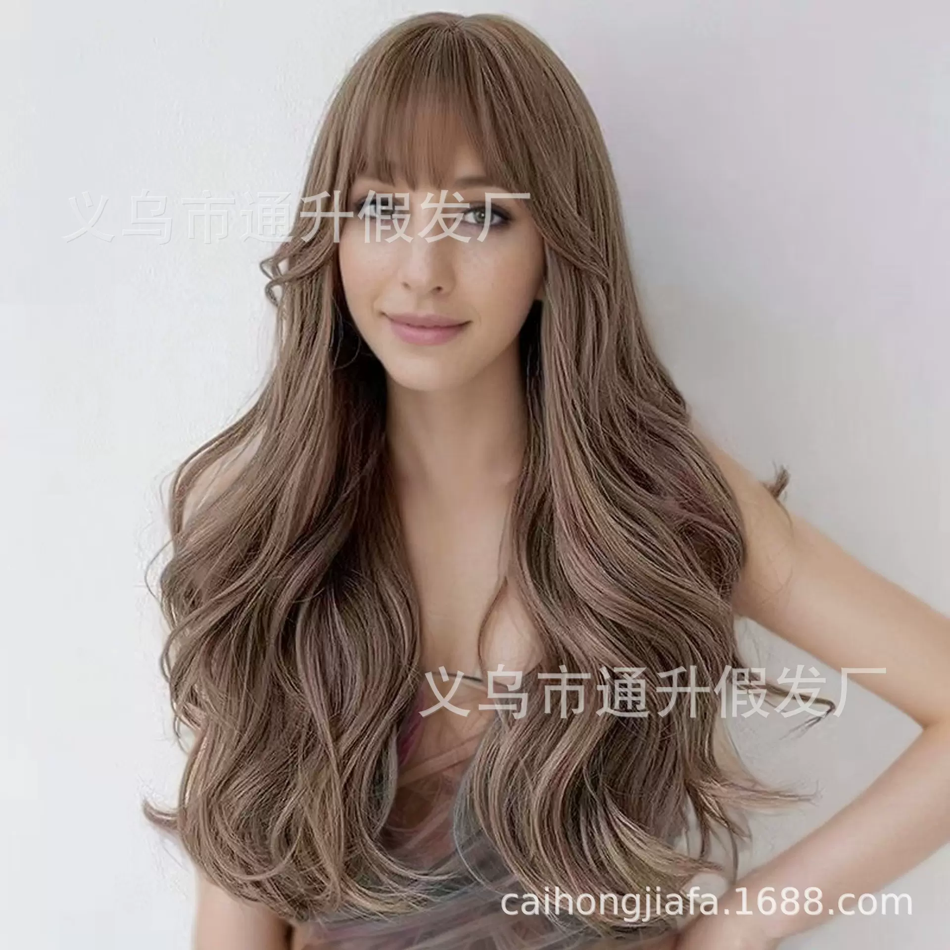 假发女长卷发全头逼真整顶自然时尚大波浪网红空气刘海修脸假发套