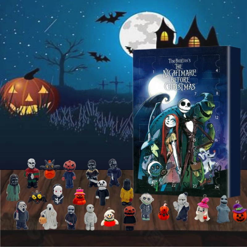 thumbnail image 1 of Caja sorpresa con calendario de 24 piezas con ambiente de terror gótico y disfraces de Halloween 2024 Caja sorpresa con calendario de cuenta regresiva de Halloween 2024, 1 of 5