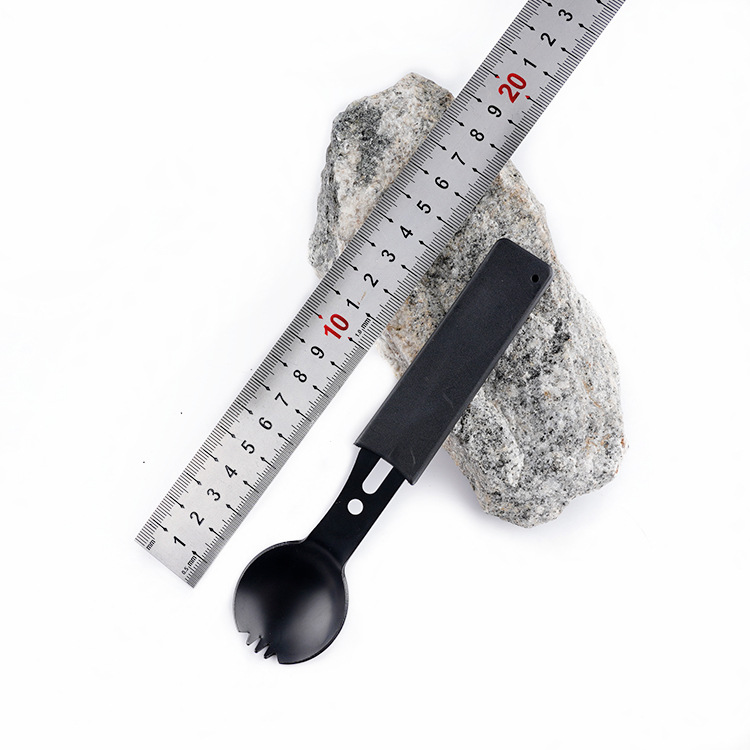 Campamento al aire libre supervivencia multifuncional herramienta de rocío silbato cuchillo de picnic suministros vajilla cuchillo, tenedor y cuchara a juego conveniente llevar