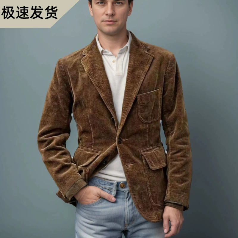 2024 трансграничное желание Amazon AliExpress Европейский и американский мужской вельветовый костюм для внешней торговли, повседневная куртка, Мужская одежда
