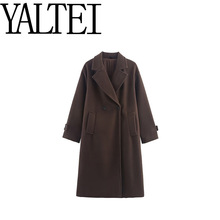 ZAR 秋季新款女装欧美风法式时尚设计毛呢阔版长款大衣