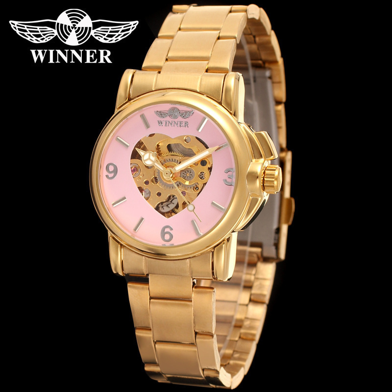 winner winner women's fashion casual small dial hollow automatic mechanical watch