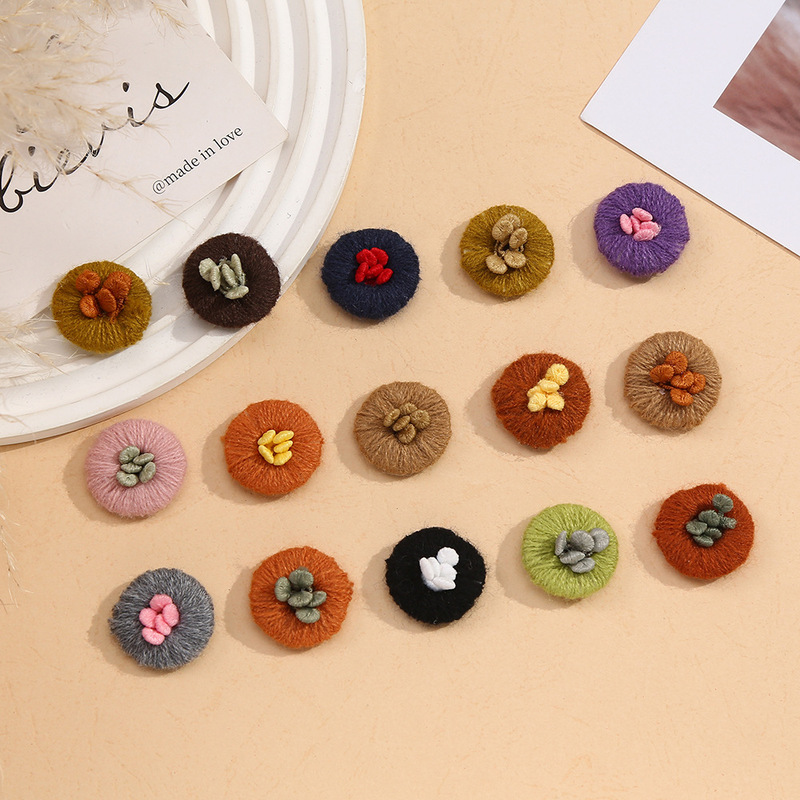 New Forest Yarn Buttons, Cute Handmade Wool Crochet Flowers, Retro Brooches, Clothing Materials, Hairpins, Jewelry Accessories