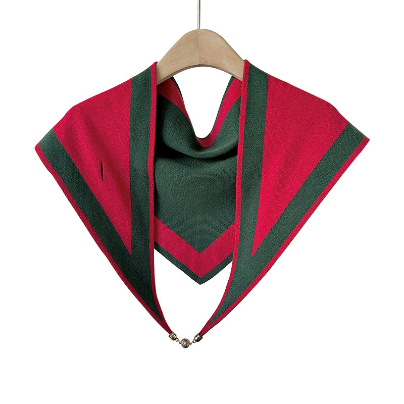 Nueva hebilla magnética bufanda de triángulo de punto para mujer otoño e invierno cálido cuello bufanda de protección de moda todo fósforo suave bufanda decorativa