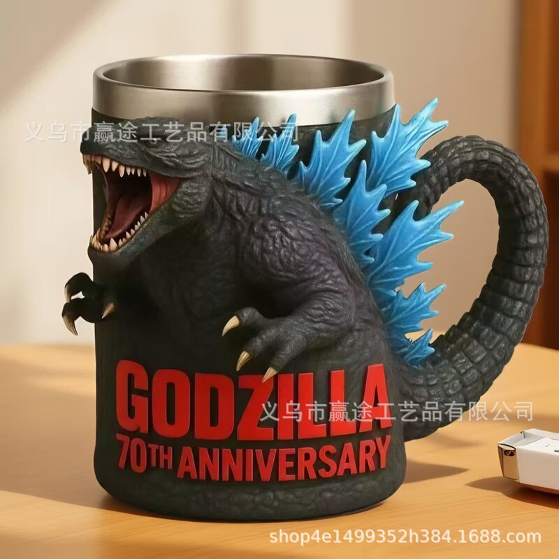 跨境新品哥斯拉马克杯树脂工艺品万圣节创意桌面摆件高级感小众|undefined