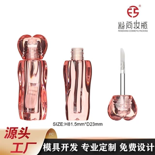 高品质半透明心形盖唇釉管唇彩管唇蜜管唇油瓶遮瑕液瓶可定制工艺