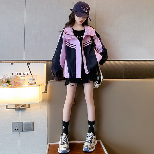 Girls' spring and autumn windbreaker coat, children's  autumn clothing, new style, fashionable autumn jacket for girls and older girls
