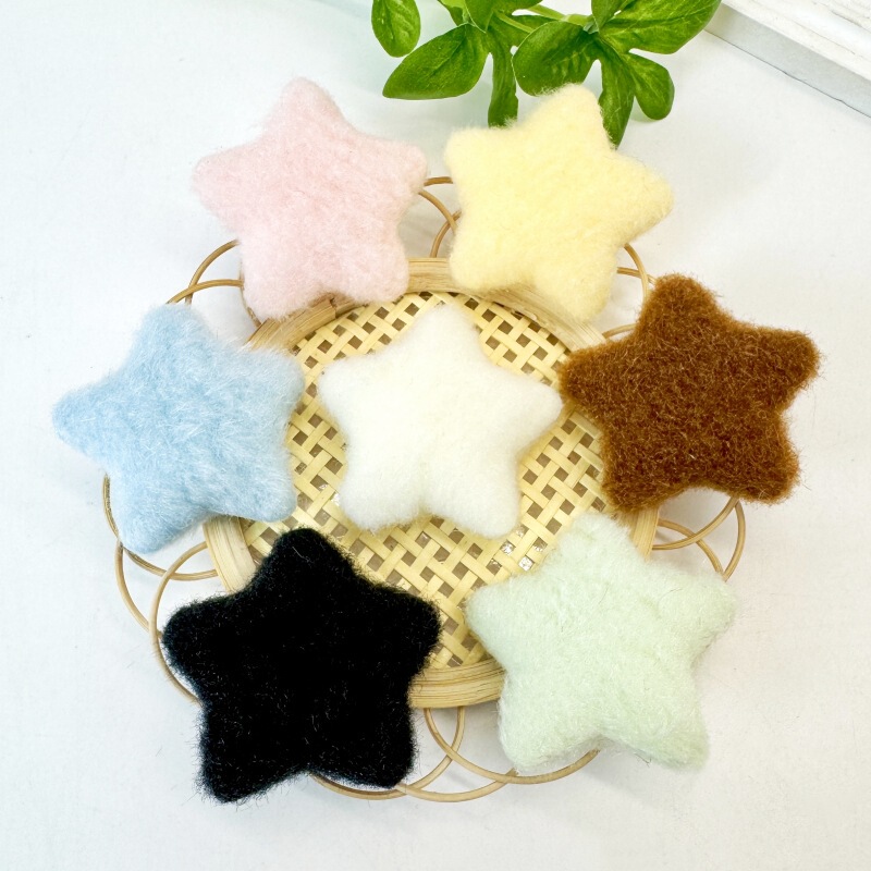 Sweet double-sided plush five-pointed star accessories wholesale diy accessories hairpin clothing accessories handmade decoration materials Sweet double-sided plush five-pointed star accessories wholesale diy accessories hairpin clothing accessories handmade decoration materials