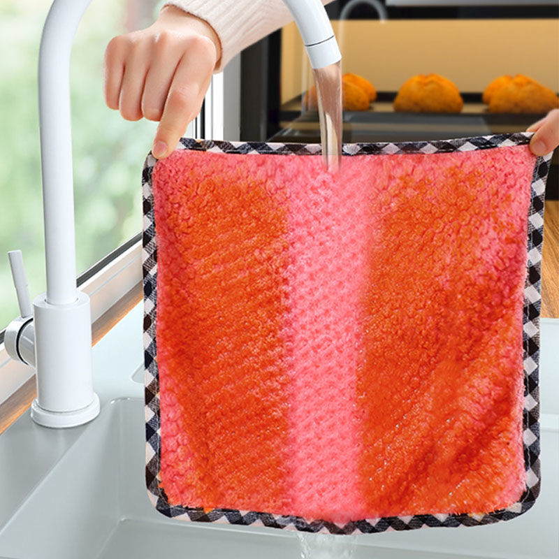 メーカー卸売りの皿洗いタオルの皿洗い布の台所の雑巾は油を塗ってテーブルの厚い金を拭きません。|undefined