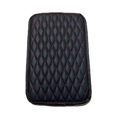 Cross-border Special Car Armrest Armrest box pad - diamond-without-pocket-thin-section-black-red